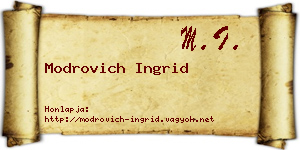 Modrovich Ingrid névjegykártya
